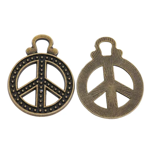 Breloques Symbole de la Paix en Alliage Vintage Rond DIY Fabrication de Bijoux Bronze Antique Argent Accessoires Rétro