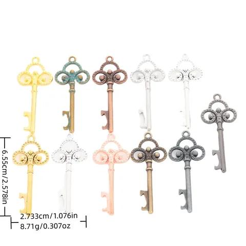 Vintage Alloy Key Shaped Pendant Bottle Opener Retro Hollow Scroll Design For DIY Jewelry Making Accessories Gift Craft Supplies
