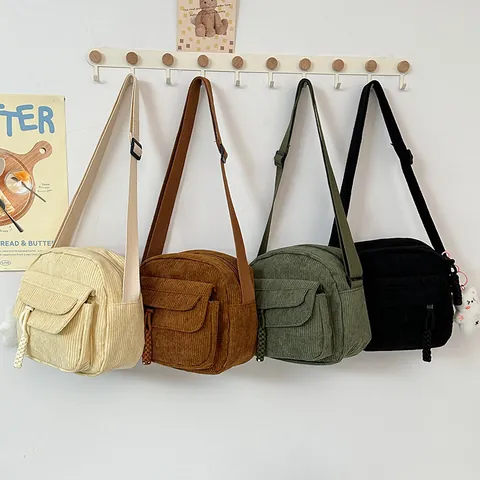 Damen Cord Umhängetasche Einfarbig Crossbody Bag Mini Quadratische Messenger Tasche Mit Verstellbarem Riemen Fronttasche Mode Handtasche
