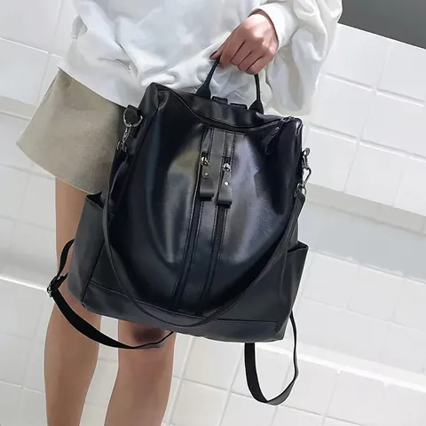 Sac à Dos en Cuir PU Mode Pour Femmes Grande Capacité Couleur Unie Sac de Voyage Sac à Dos Scolaire Avec Fermetures Éclair Verticales Style Coréen Sac à Dos Décontracté Pour Femmes