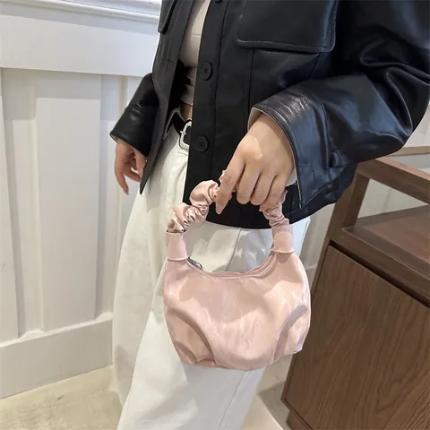 Borsa a Nuvola Arricciata da Donna Borsa a Tracolla Plicsettata in Pelle PU Manico Scrunchie Borsa Hobo Chic per Uso Quotidiano