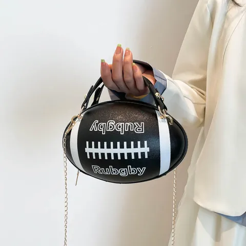 Creativa Borsa a Tracolla da Donna a Forma di Rugby Pelle PU Borsa Messenger Crossbody Sportiva per Ragazze Borsa a Mano a Forma di Palla alla Moda