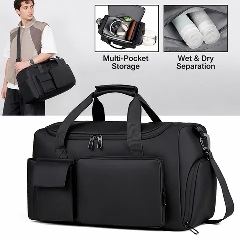 Borsa da Viaggio di Grande Capacità Borsa da Palestra Impermeabile Con Scomparto Scarpe Indipendente Separazione Secco-Umido