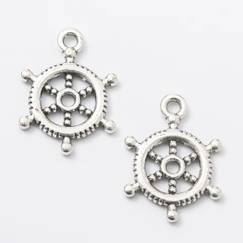 Vintage Alloy Ship Wheel Helm Charms Nautical Rudder Pendants For DIY Jewelry Making Accessories Gold Silver Bronze Metal Craft Supplies