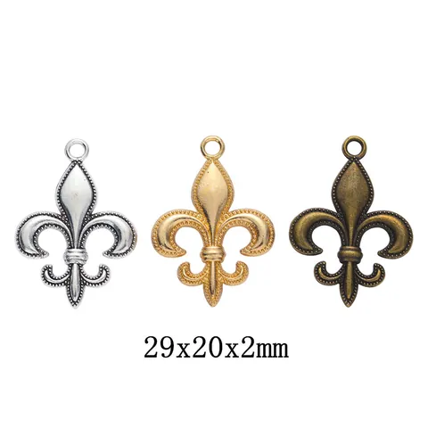 Vintage Alloy Fleur-De-Lis Charms Jewelry Making DIY Necklace Bracelet Accessories Antique Bronze Silver KC Gold Plated