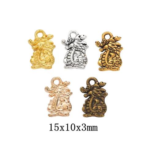Retro Alloy Dragon Pendants Vintage Chinese Dragon Metal Charms For DIY Necklace Bracelet Jewelry Making Accessories