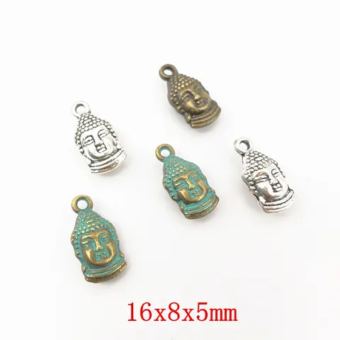 Colgantes de Cabeza de Buda de Aleación de Zinc Vintage Bronce Plata Verde Para DIY Collar Pulsera Accesorios de Joyería