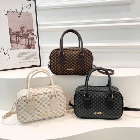 Borsa Boston Vintage da Donna in Pelle PU con Stampa Geometrica Borsa a Tracolla alla Moda per il Pendolarismo Quotidiano