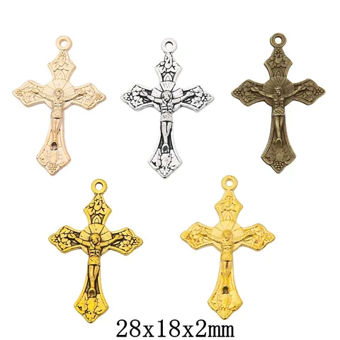 Vintage Alloy Jesus Crucifix Cross Pendants DIY Jewelry Making Accessories Antique Bronze Silver Gold Religious Charms