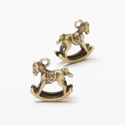 Vintage Alloy Rocking Horse Charms For Jewelry Making Retro Metal Animal Pendants For Necklace Bracelet DIY Craft Accessories