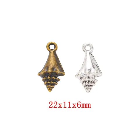 Vintage Alloy Sea Snail Shell Charms For DIY Necklace Bracelet Jewelry Making Antique Bronze Silver Conch Pendant Findings