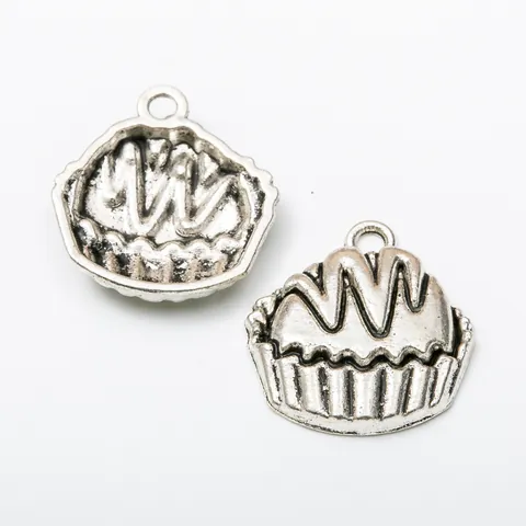 Vintage Alloy Cupcake Charms 3D Food Pendants For DIY Necklace Bracelet Making Retro Jewelry Finding Craft Accessories