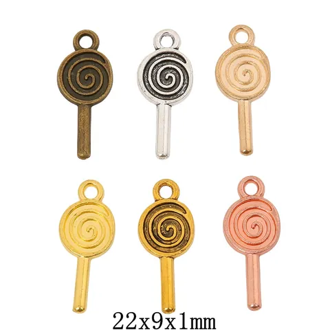 Vintage Alloy Lollipop Spiral Charms For DIY Jewelry Making Necklaces Bracelets Findings Antique Bronze Gold Silver Plated Accessories