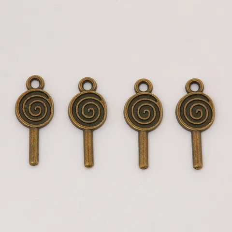 Vintage Alloy Lollipop Spiral Charms For DIY Jewelry Making Necklaces Bracelets Findings Antique Bronze Gold Silver Plated Accessories