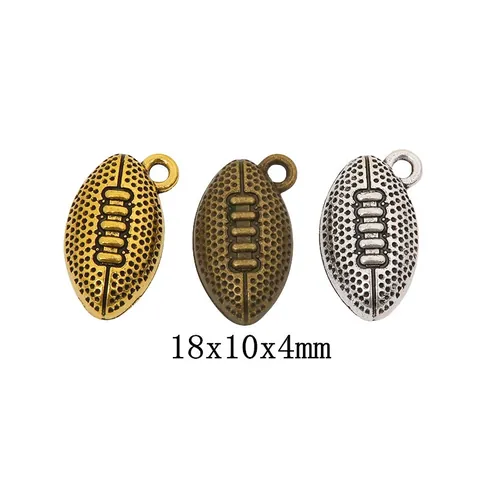 Vintage Alloy American Football Rugby Charms For DIY Jewelry Making Pendants Bracelet Necklace Antique Bronze Silver Gold