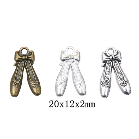 Vintage Legierung Ballettschuhe Charms Mit Schleife Für DIY Schmuckherstellung Halskette Armband Anhänger Zubehör