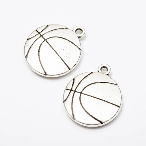 DIY Jewelry Making Alloy Basketball Pendant Retro Antique Bronze Silver Sports Charms For Necklace Bracelet Making Craft