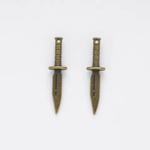 Vintage Alloy Dagger Sword Shape Pendants For Jewelry Making DIY Handmade Antique Metal Knife Charms Retro Craft Accessory