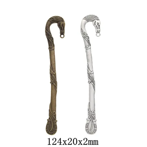 Vintage Zinc Alloy Horse Head Charm For Bookmark DIY Jewelry Making Antique Bronze Silver Animal Horseshoe Pendant Accessory