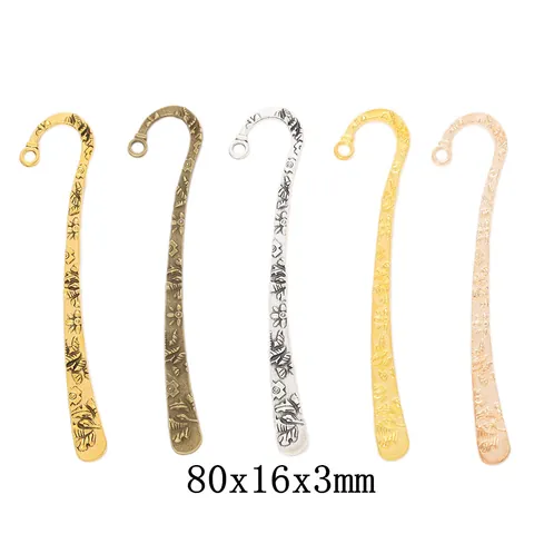 Retro Alloy Floral Butterfly Embossed Metal Bookmark Hook DIY Jewelry Making Accessory Pendant Antique Bronze Gold Silver