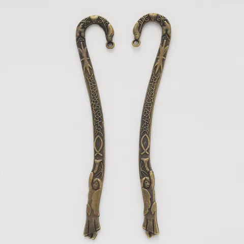 Vintage Zinklegierung Metall Lesezeichen Schäferhaken Für DIY Schmuckherstellung Stern Engel Relief Antik Bronze Silber