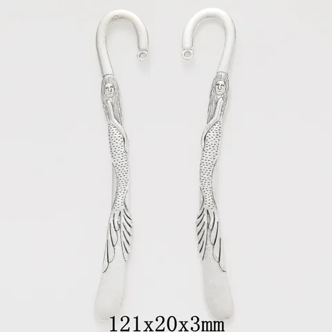 Vintage Alloy Mermaid Bookmark Pendant Metal Accessory For DIY Jewelry Making Ancient Silver Book Clip Reading Tool