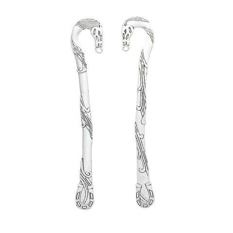Vintage Zinc Alloy Horse Head Charm For Bookmark DIY Jewelry Making Antique Bronze Silver Animal Horseshoe Pendant Accessory
