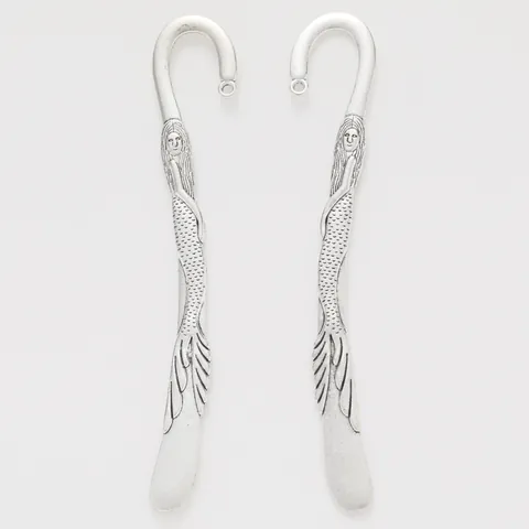 Vintage Alloy Mermaid Bookmark Pendant Metal Accessory For DIY Jewelry Making Ancient Silver Book Clip Reading Tool