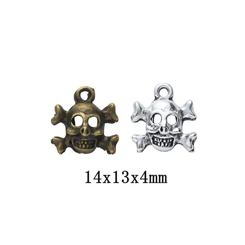 Vintage Zinc Alloy Skull Crossbones Charms Distressed Metallic Pendants For DIY Jewelry Making Necklaces Bracelets Accessory