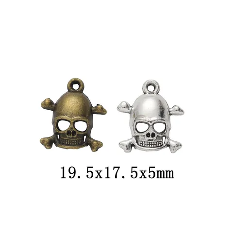 Colgante de Calavera de Aleación de Zinc Vintage Para Accesorios de Creación de Joyas DIY Charms Estilo Punk Bronce Plata