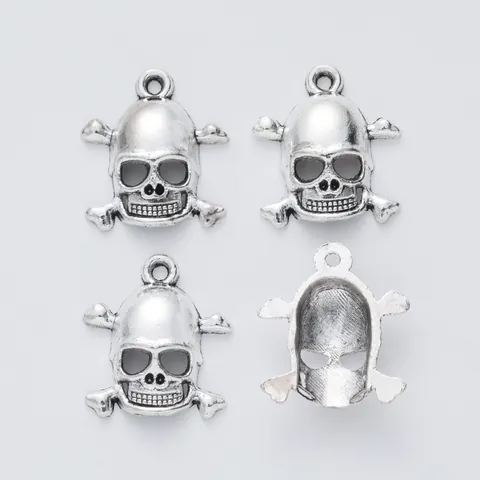 Colgante de Calavera de Aleación de Zinc Vintage Para Accesorios de Creación de Joyas DIY Charms Estilo Punk Bronce Plata
