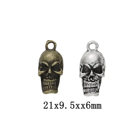DIY Retro Zinc Alloy Skeleton Skull Pendants Antique Bronze Silver Hollow Back Charms For Jewelry Making DIY Crafts