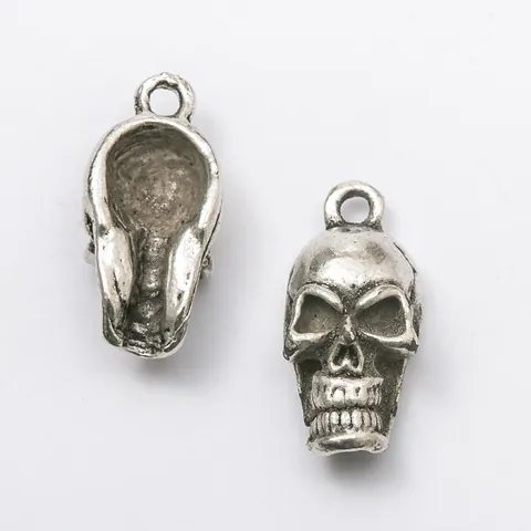 DIY Retro Zinc Alloy Skeleton Skull Pendants Antique Bronze Silver Hollow Back Charms For Jewelry Making DIY Crafts