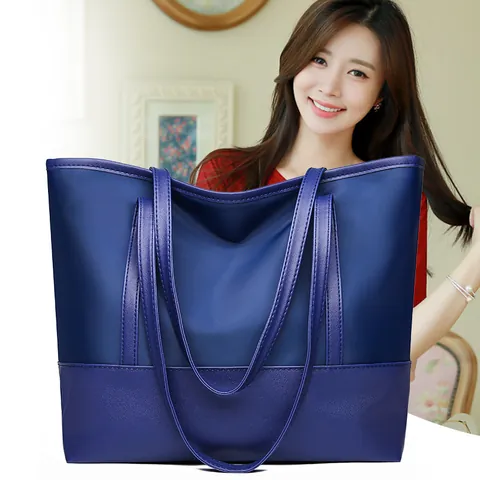 Borsa Tote Donna Grande Capacità Nylon PU Pelle Splicing Borsa A Tracolla Casual Per Studenti Pendolarismo