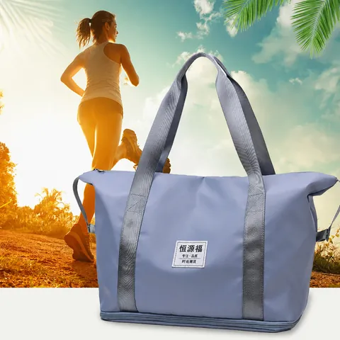 Large Capacity Travel Bag Waterproof Oxford Cloth Gym Sports Bag Women Shoulder Handbag Yoga Tote With Shoe Compartment