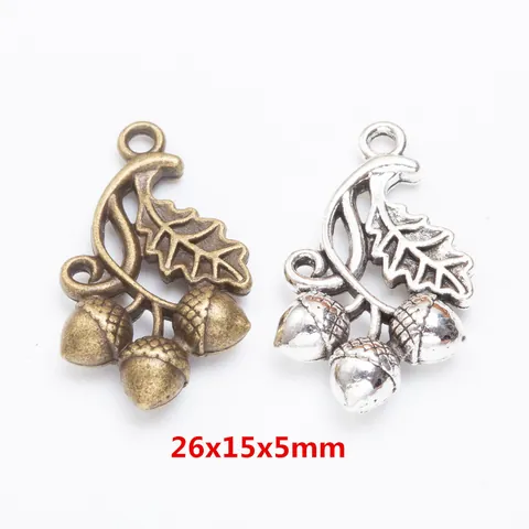 Vintage Zinc Alloy Acorn Oak Leaf Charms For DIY Jewelry Making Antique Bronze Silver Metal Pendants Handicraft Accessories