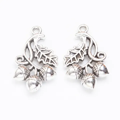 Vintage Zinc Alloy Acorn Oak Leaf Charms For DIY Jewelry Making Antique Bronze Silver Metal Pendants Handicraft Accessories