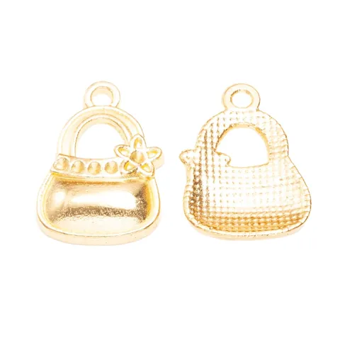 Vintage Alloy Handbag Pendant DIY Jewelry Making Flower Charm Retro Mini Bag Shape Craft Finding For Necklace Bracelet