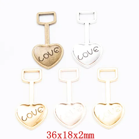 Vintage Zinc Alloy Heart Shovel Pendant With Love Engraving For DIY Jewelry Making Keychain Necklace Accessory Charm
