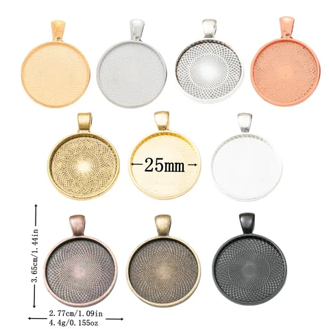 DIY Vintage Zinc Alloy Round Cabochon Pendant Tray Base For Jewelry Making Antique Bronze Gold Silver Necklace Pendant Blank Setting