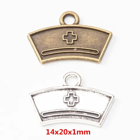 Vintage Zinc Alloy Nurse Hat Charm Cross Pendant Only (Without Chain) For DIY Necklaces Jewelry Making Handcrafted Accessory
