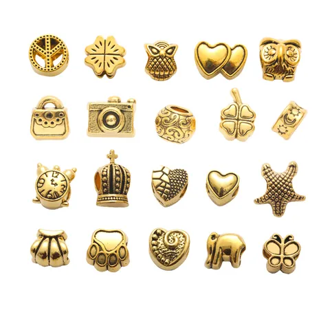 Perles en Alliage Or Antique Charms pour Création de Bijoux DIY Motifs Mixtes pour Bracelet Collier Accessoire sans Plomb