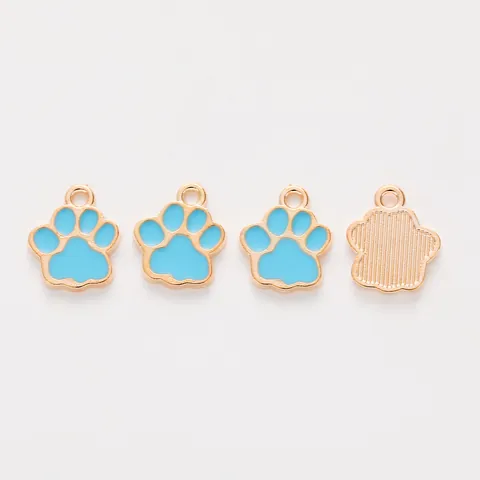 Leuke Cartoon Legering Pootafdruk Bedeltjes Voor DIY Sieraden Maken Kleurrijke Emaille Kat Hond Hangers Voor Oorbellen