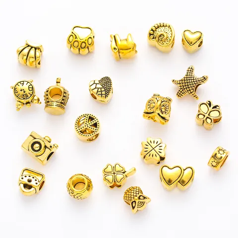 Perles en Alliage Or Antique Charms pour Création de Bijoux DIY Motifs Mixtes pour Bracelet Collier Accessoire sans Plomb