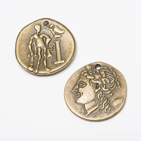 Vintage Alloy Round Portrait Relief Pendants Goddess Roman Style Coin Charms For DIY Necklace Bracelet Jewelry Making Antique Bronze Silver Green Pendants
