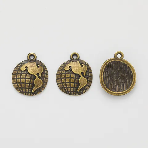 Vintage Zinc Alloy Earth Globe Map Pendants For DIY Jewelry Making Accessories Small Round World Map Metal Charms For Handcrafted Crafting