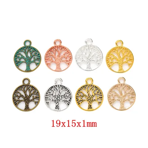 Vintage Zinklegering Levensboom Hangers Ronde Holle Bedels Voor DIY Sieraden Maken Ketting Armband Accessoire Voor Vrouwen