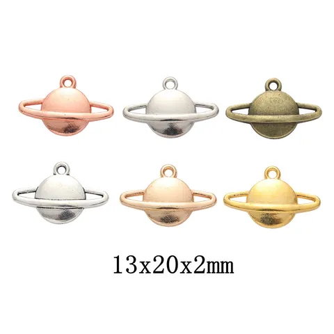 Alloy Saturn Planet Charms For Jewelry Making DIY Antique Bronze Gold Silver Rose Gold Saturn Pendants Craft Findings