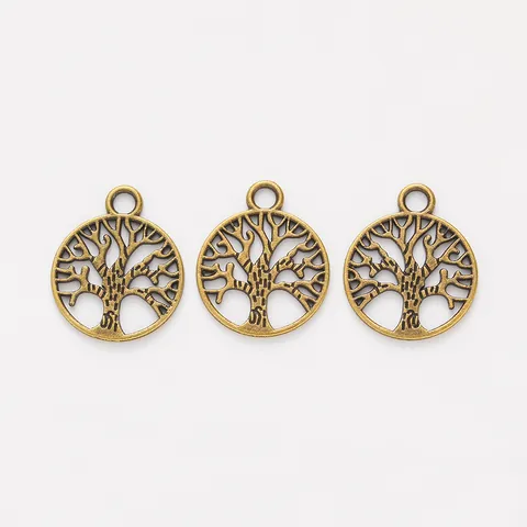 Vintage Zinklegering Levensboom Hangers Ronde Holle Bedels Voor DIY Sieraden Maken Ketting Armband Accessoire Voor Vrouwen