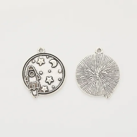 Ruimte Raket Maan Ster Hanger Zonder Ketting Zinklegering Vintage Antiek Brons Zilver DIY Sieraden Maken Accessoire